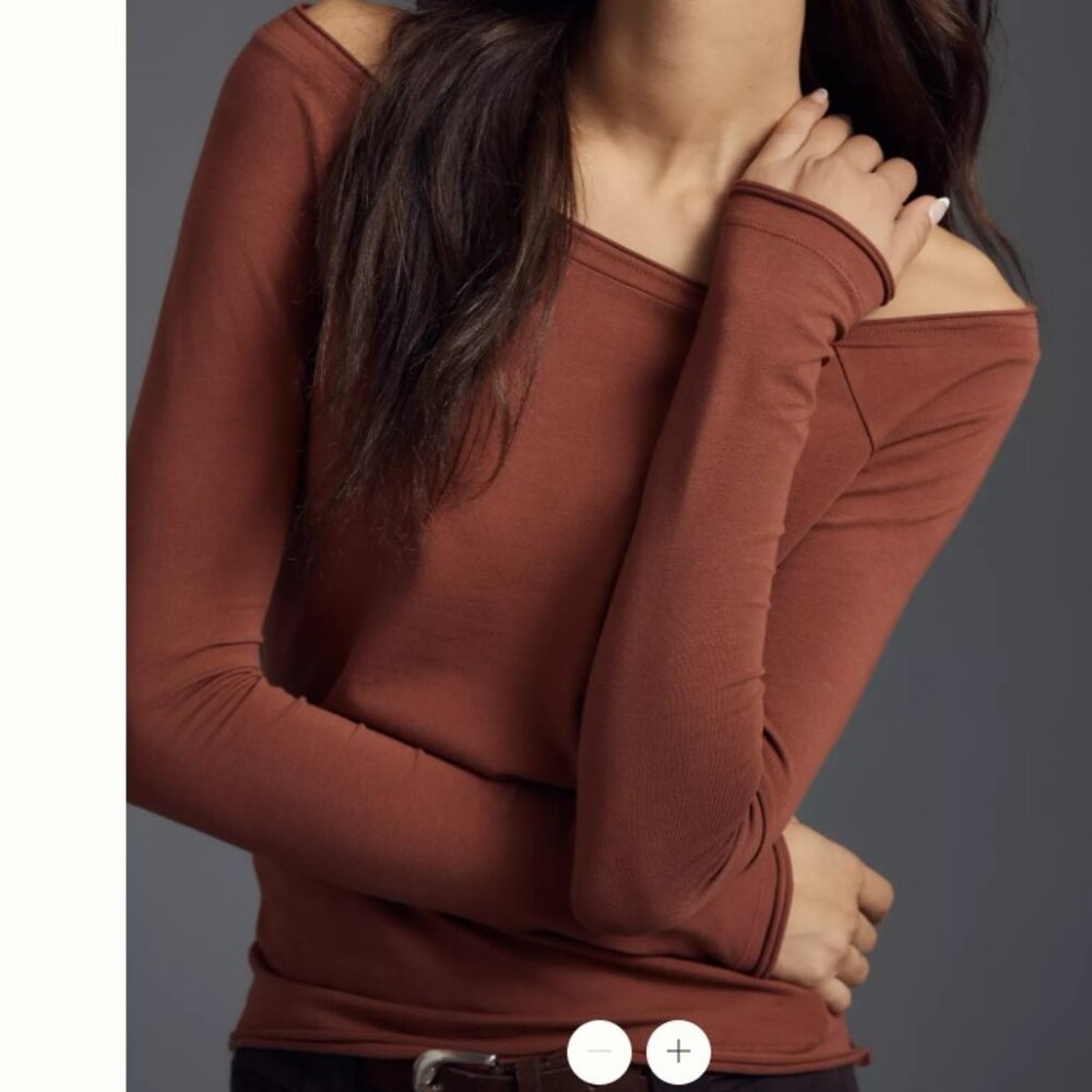 Anthropologie Pilcro Off-The-Shoulder Long-Sleeve Tee size L